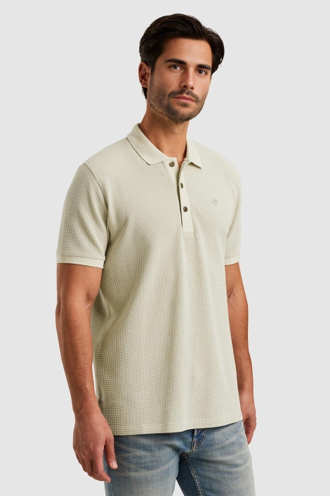 Cast Iron short sleeve r-neck two tone waffl
